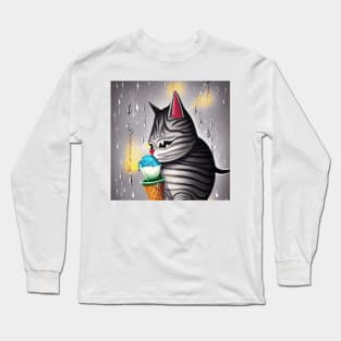 my happy cut cat love ice cream Long Sleeve T-Shirt